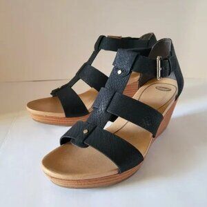 Dr. Scholl’s Barton Black Faux Leather Wedge Sandals – US 9.5